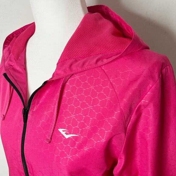 Everlast Women's Track Jacket M Hot Pink Zip Up Hooded Windbreaker Lightweight - Picture 2 of 9